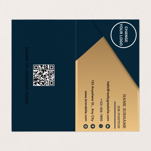 ミニマル会社ロゴ折り畳み名刺 名刺 (外部フラット)