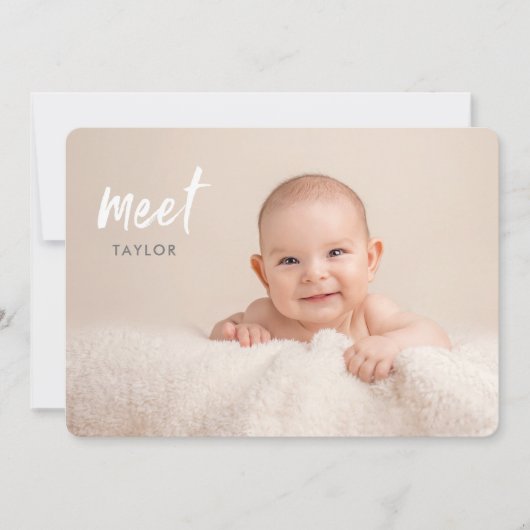 ミニマル会議ベビー写真誕生のお知らせ 招待状 (正面)