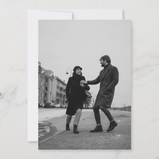 ミニマル伝統的スタイポグラフィ写結婚真 セーブザデート (裏面)