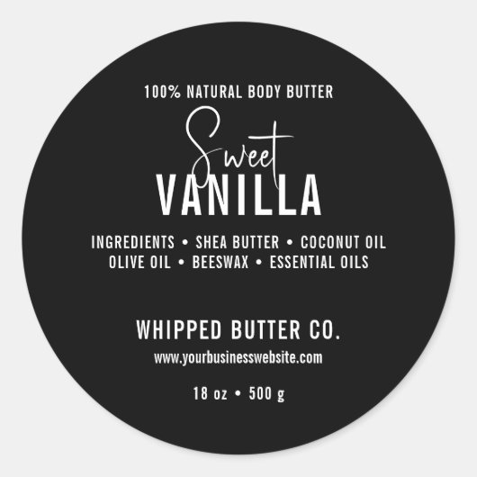 ミニマル体バタースモールビジネスブラック |ロゴ ラウンドシール (正面)