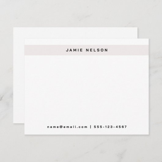 ミニマル個人縁ど文具ベージュ色 ノートカード (正面/裏面)