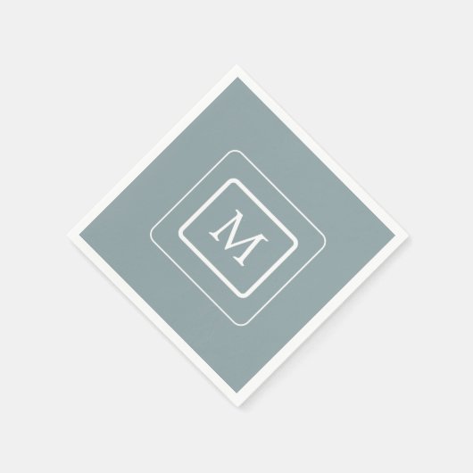 ミニマル光ティール(緑がかった色) |モノグラム紙ナプキン スタンダードカクテルナプキン (角)