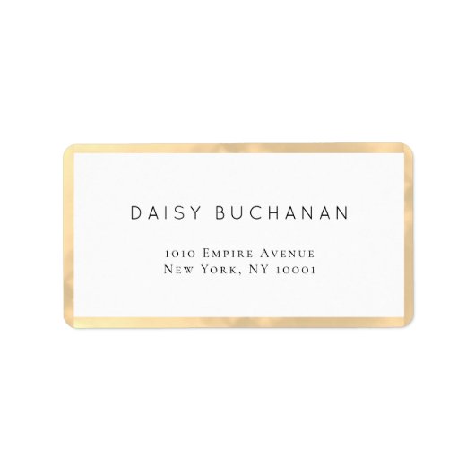 ミニマル光沢金ゴールドフレーム差出人住所ラベル ラベル (正面)