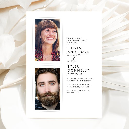 ミニマル共同誕生日写真 招待状