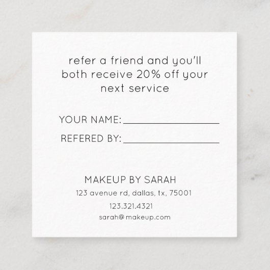 ミニマル共有ザラブ |ロイヤリティカード スクエア名刺 (裏面)