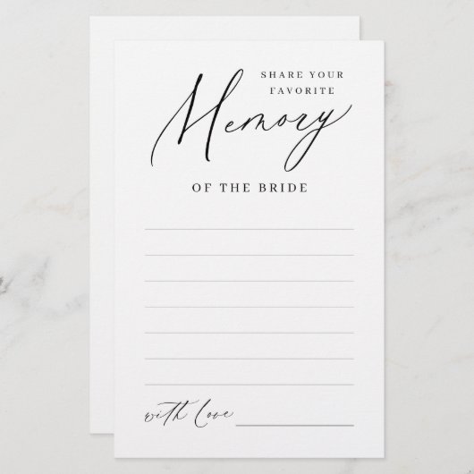 ミニマル共有メモリブライダルシャワーゲーム (正面/裏面)