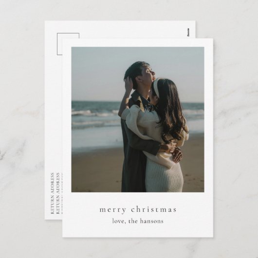 ミニマル写真のモダンクリスマス シーズンポストカード (正面/裏面)