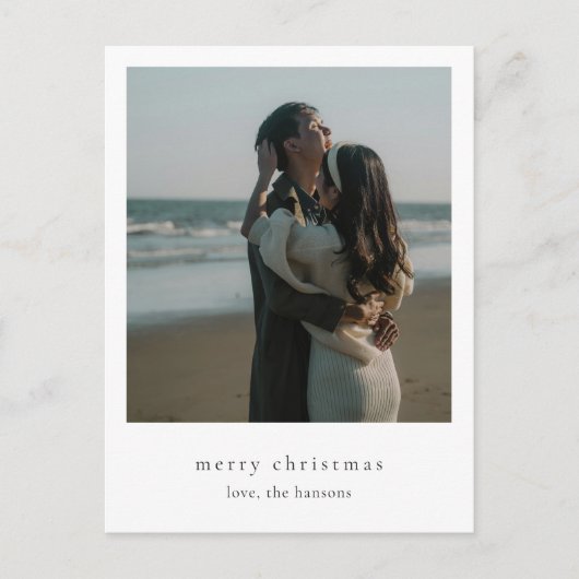 ミニマル写真のモダンクリスマス シーズンポストカード (正面)
