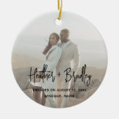 ミニマル写真のモダン初めてのクリスマス セラミックオーナメント (正面)