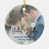 ミニマル写真のモダン初めてのクリスマス セラミックオーナメント (正面)