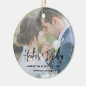 ミニマル写真のモダン初めてのクリスマス セラミックオーナメント (左)