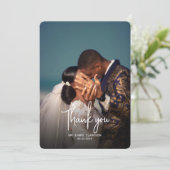 ミニマル写真の手書き結婚スクリプト サンキューカード (スタンド正面)