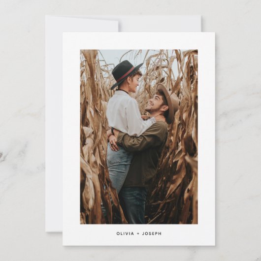 ミニマル写真の結婚婚約パーティ 招待状 (裏面)