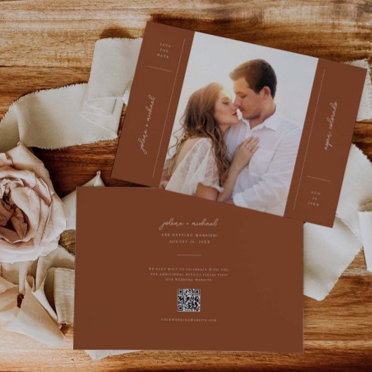 ミニマル写真アナウンスメントカードの日付を保存 招待状