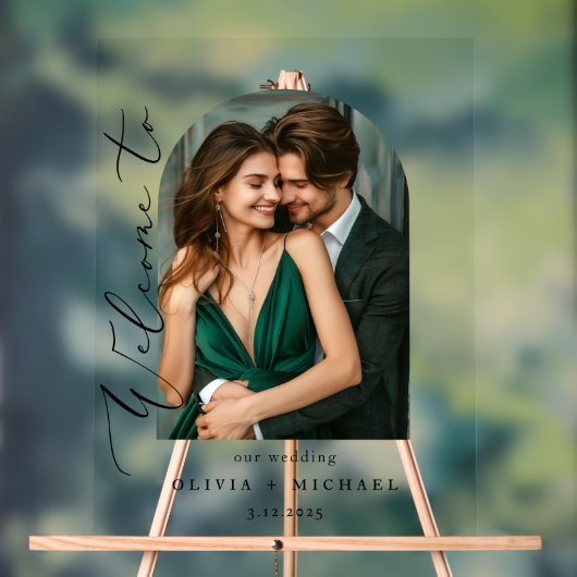 ミニマル写真アー結婚チへようこそ アクリルサイン (ニュートラル)