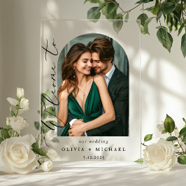 ミニマル写真アー結婚チへようこそ アクリルサイン