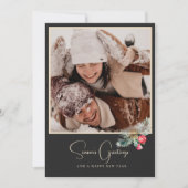 ミニマル写真オーナメントベルメリークリスマス シーズンカード (正面)