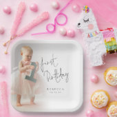 ミニマル写真オーバーレイスクリプト1st誕生日 ペーパープレート (パーティー)