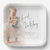 ミニマル写真オーバーレイスクリプト1st誕生日 ペーパープレート (正面)