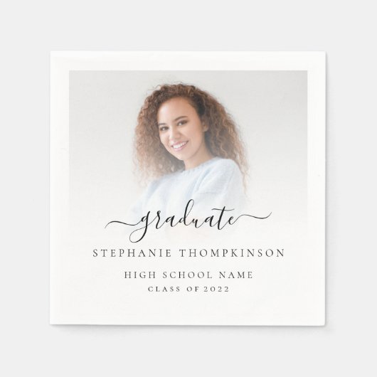 ミニマル写真オーバーレイスクリプト2022卒業 スタンダードカクテルナプキン (正面)