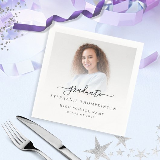 ミニマル写真オーバーレイスクリプト2022卒業 スタンダードカクテルナプキン