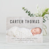 ミニマル写真オーバーレイ誕生のお知らせ 案内状 (スタンド正面)