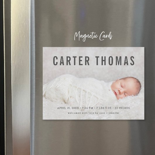 ミニマル写真オーバーレイ誕生発表磁石