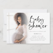 ミニマル写真オーバーレイ赤ちゃんシャワー招待 案内状 (正面)