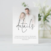 ミニマル写真オーバーレイQRコード結婚の詳細 エンクロージャーカード (スタンド正面)