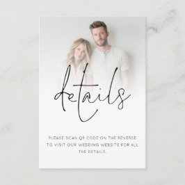 ミニマル写真オーバーレイQRコード結婚の詳細 エンクロージャーカード