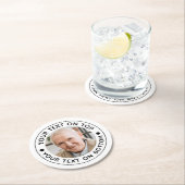 ミニマル写真カスタム文字の色 ラウンドペーパーコースター (インサイチュ)