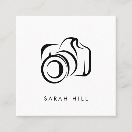 ミニマル写真カメラQRコード スクエア名刺 (正面)