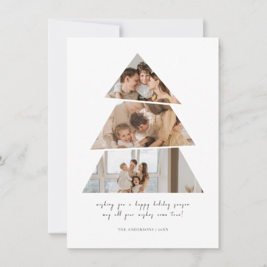 ミニマル写真クリスマスツリーのグリーティングカード サンキューカード (正面)
