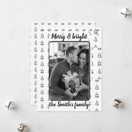 ミニマル写真クリスマスツリーパターン シーズンカード (正面/裏面インサイチュ)