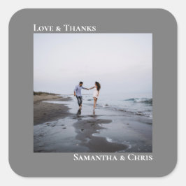 ミニマル写真グレー感謝していラヴ結婚ズ スクエアシール