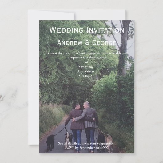 ミニマル写真ゲイLGBTQ 結婚's 招待状 (正面)
