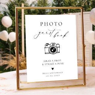 ミニマル写真ゲスト結婚ブックのサイン ポスター