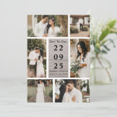 ミニマル写真コラージュは日付結婚を保存 招待状 (スタンド正面)