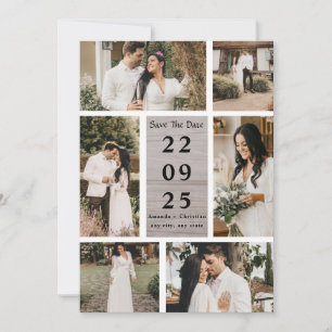ミニマル写真コラージュは日付結婚を保存 招待状