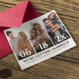 ミニマル写真コラージュ日付カードの保存 セーブザデート