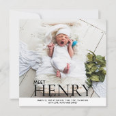 ミニマル写真コラージュ誕生発表 招待状 (正面)