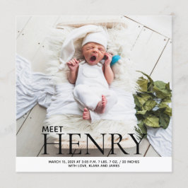 ミニマル写真コラージュ誕生発表 招待状