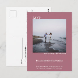 ミニマル写真シンプルバラダスティ結婚式RSVP ポストカード