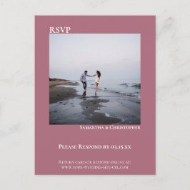 ミニマル写真シンプルバラダスティ結婚式RSVP ポストカード