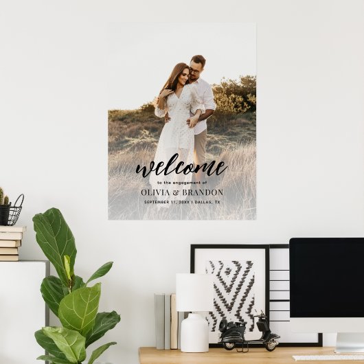 ミニマル写真スクリプト婚約パーティへようこそ ポスター (ホームオフィス)