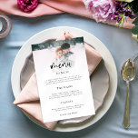ミニマル写真スクリプト結婚のメニュー ポスター<br><div class="desc">ミニマル写真ス結婚クリプトのメニュー文字エレガントが下のyorur画像の上に部分的に重ねられたグラデーションの濃淡レイヤーの後ろの上端に写真を持つデザイン。メインヘッダはセットスクはっきりしたリプトに入っており、簡単にカスタマイズできる文字の残りの部分に入っている。</div>