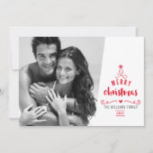 ミニマル写真スタイリッシュクリスマスツリータイポグラフィ シーズンカード (正面)