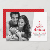 ミニマル写真スタイリッシュクリスマスツリータイポグラフィ シーズンカード (正面/裏面)