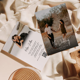 ミニマル写真スモダンクリプトQRコー結婚ド 招待状