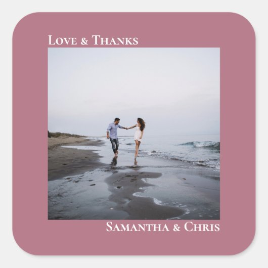 ミニマル写真ダスティバララヴ感謝してい&結婚s スクエアシール (正面)